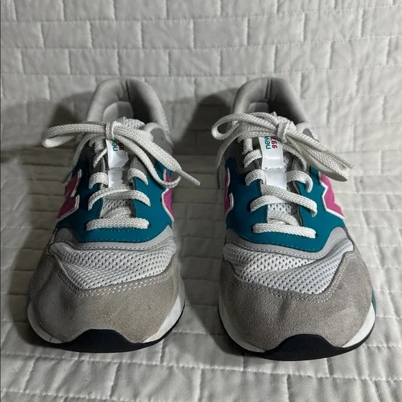 New Balance 997H Women's Sneakers in White, Pink, Teal, and Gray. NO INSOLES - Picture 3 of 7